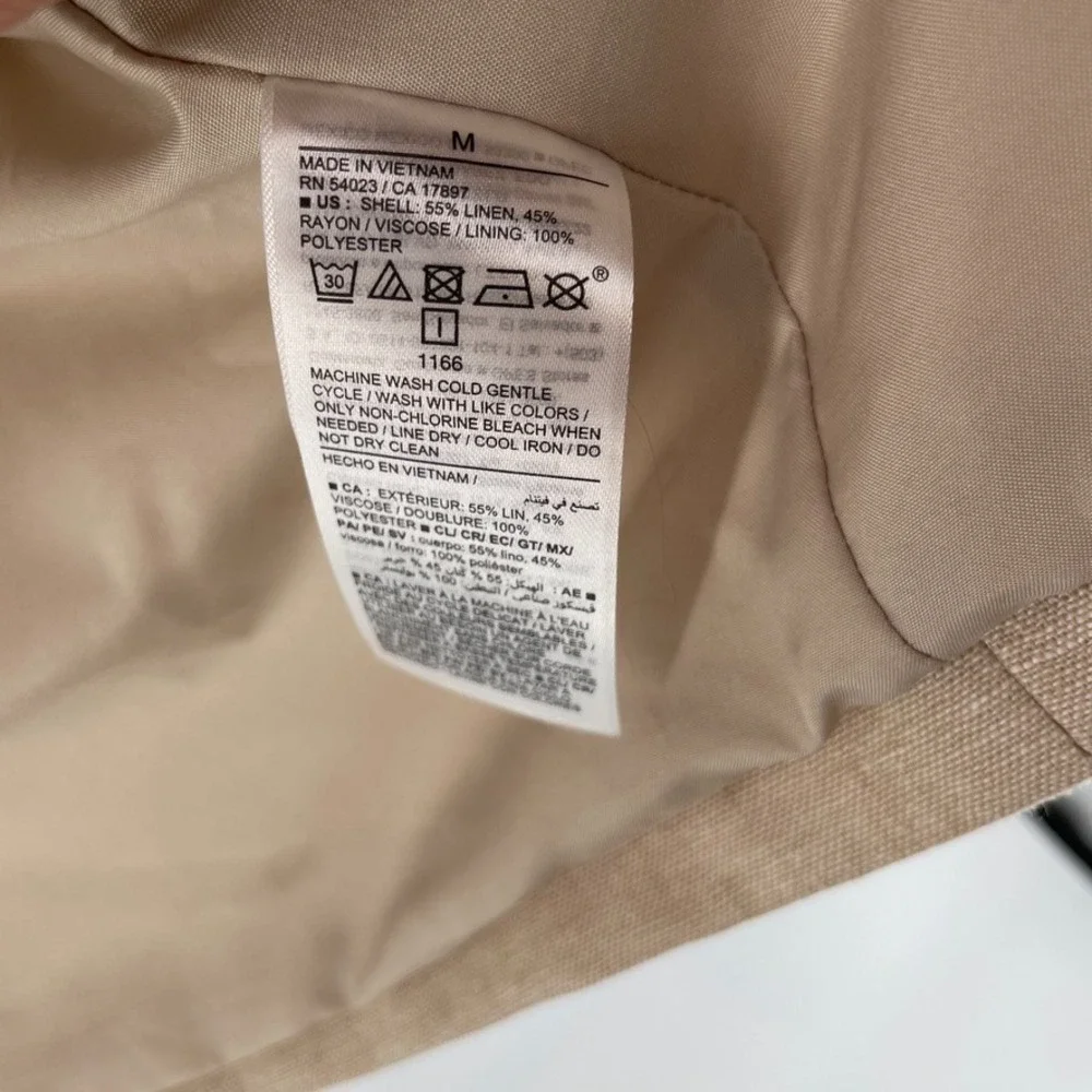 Old Navy Double Breasted‎ Suit Blazer Jacket M Linen Blend Tan NWT Minimalist